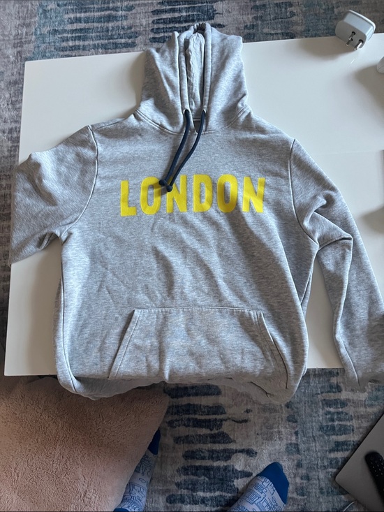 Other - Grey 'London' Hooded Sweatshirt with Yellow Lettering